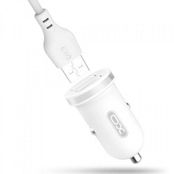 XO TZ08 car charger 2x USB 2,1A white + USB-C cabl...